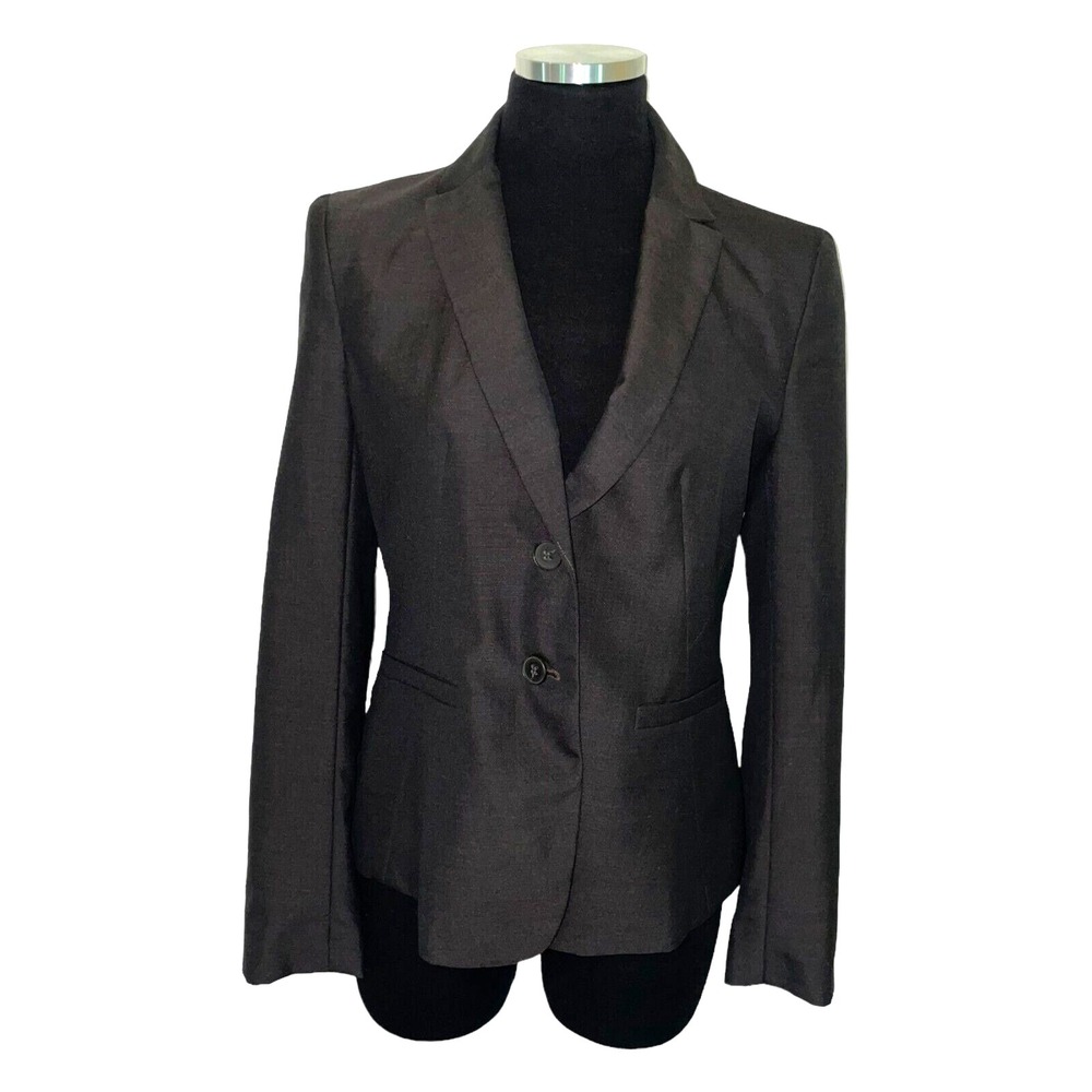 Ann Taylor Blazer Jacket Women Sz 6P 2‎ Button Lined Brown Wool Blend Career